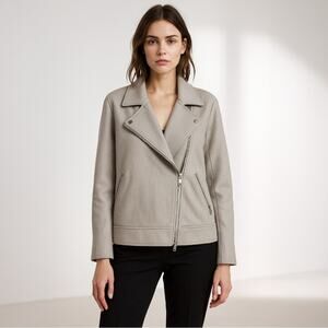 * A495 • Wool Blend Moto Jacket with Quilted Lining